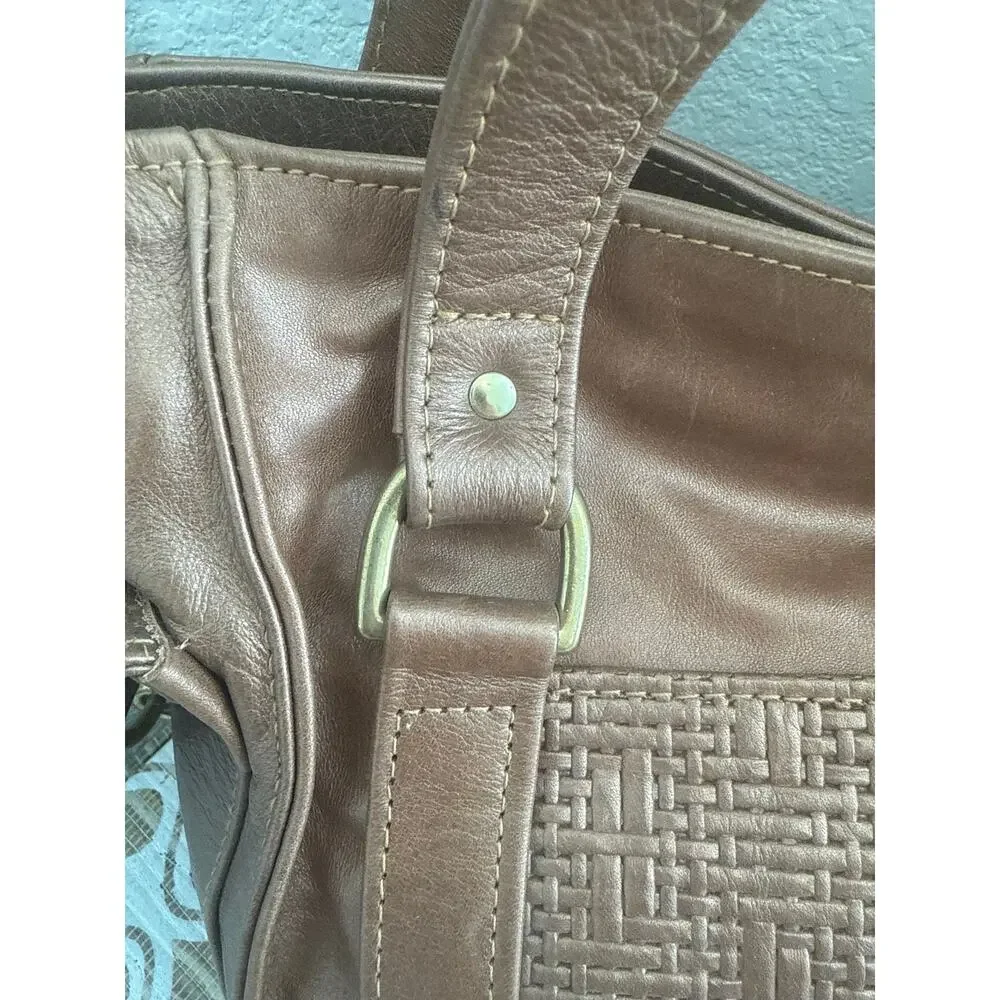 Marnie Bug Bag Golden Bronze Textured Leather Shoulder Bag with Gold Hardware